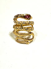 Snake ring pink sapphire, diamonds